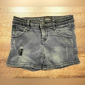 Hudson Girls Black Distressed Denim Jean Shorts Size 10 Adjustable Waist